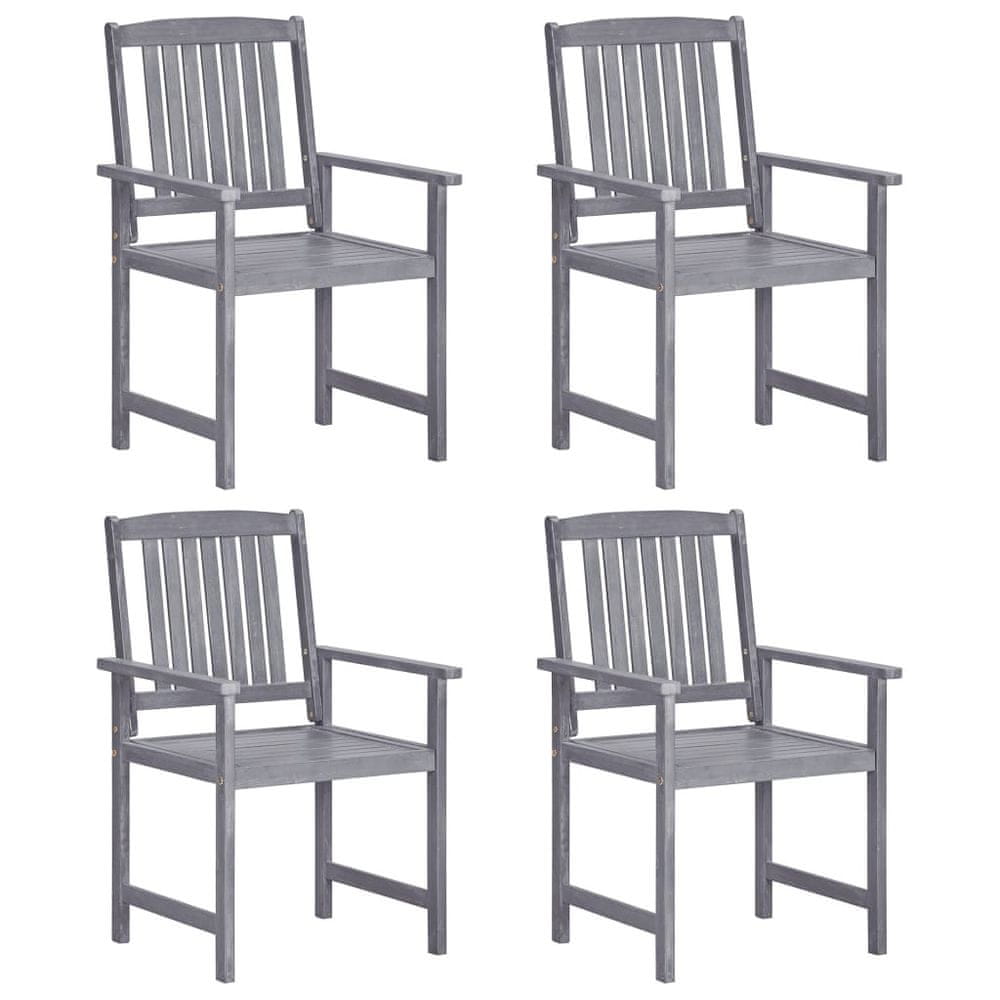 Vidaxl Záhradné stoličky 4 ks, akáciový masív, sivé